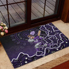 Hobart Hurricanes Cricket Mascot Rubber Doormat Aboriginal Dot Art Purple And Black Tribal Pattern