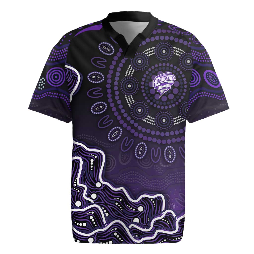 Hobart Hurricanes Cricket Mascot Rugby Jersey Aboriginal Dot Art Purple And Black Tribal Pattern