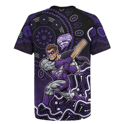 Hobart Hurricanes Cricket Mascot Rugby Jersey Aboriginal Dot Art Purple And Black Tribal Pattern