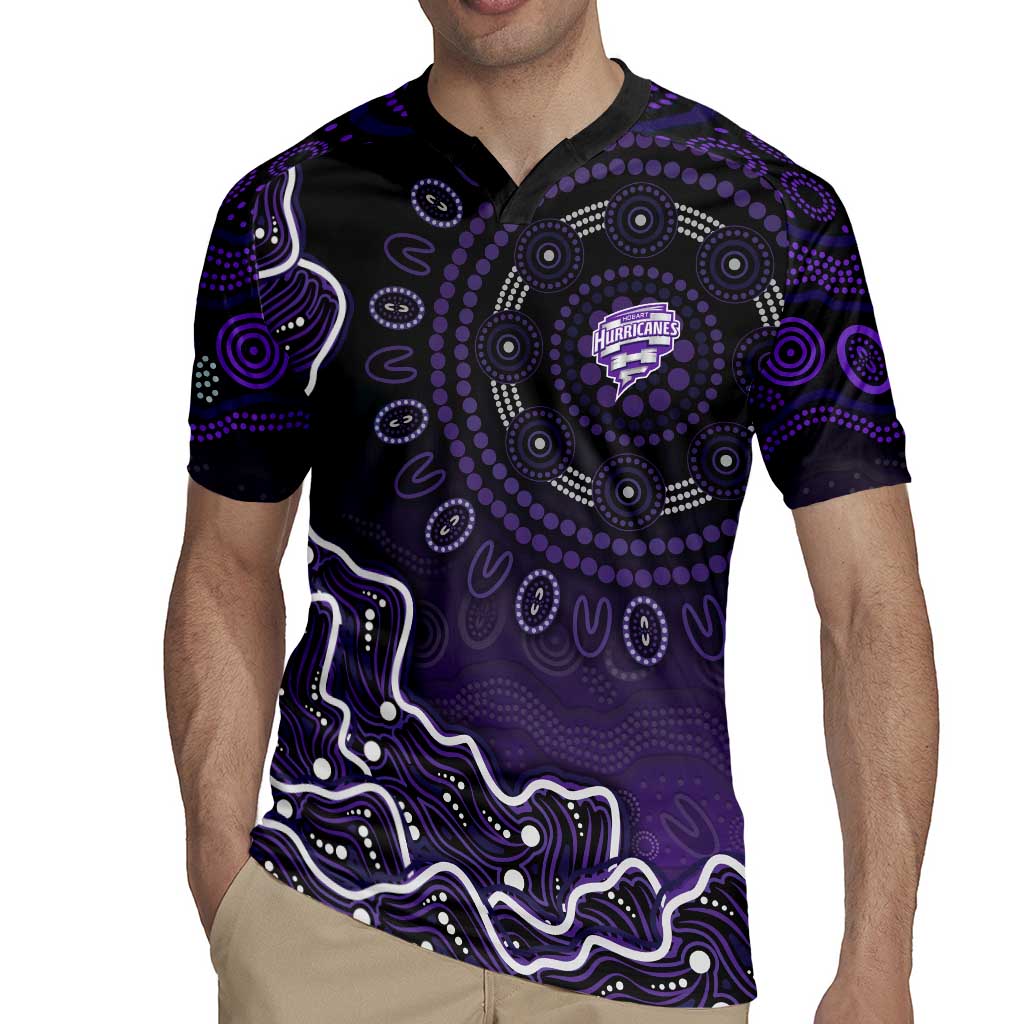 Hobart Hurricanes Cricket Mascot Rugby Jersey Aboriginal Dot Art Purple And Black Tribal Pattern