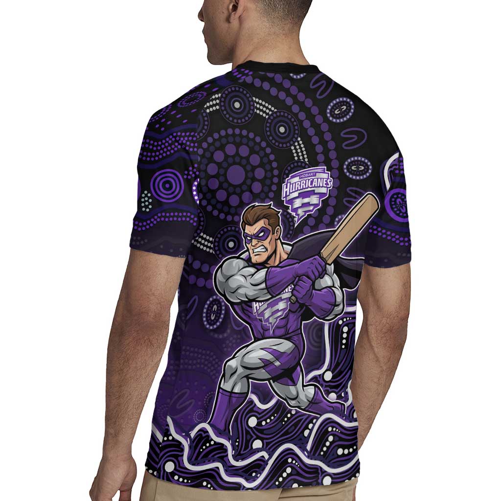 Hobart Hurricanes Cricket Mascot Rugby Jersey Aboriginal Dot Art Purple And Black Tribal Pattern