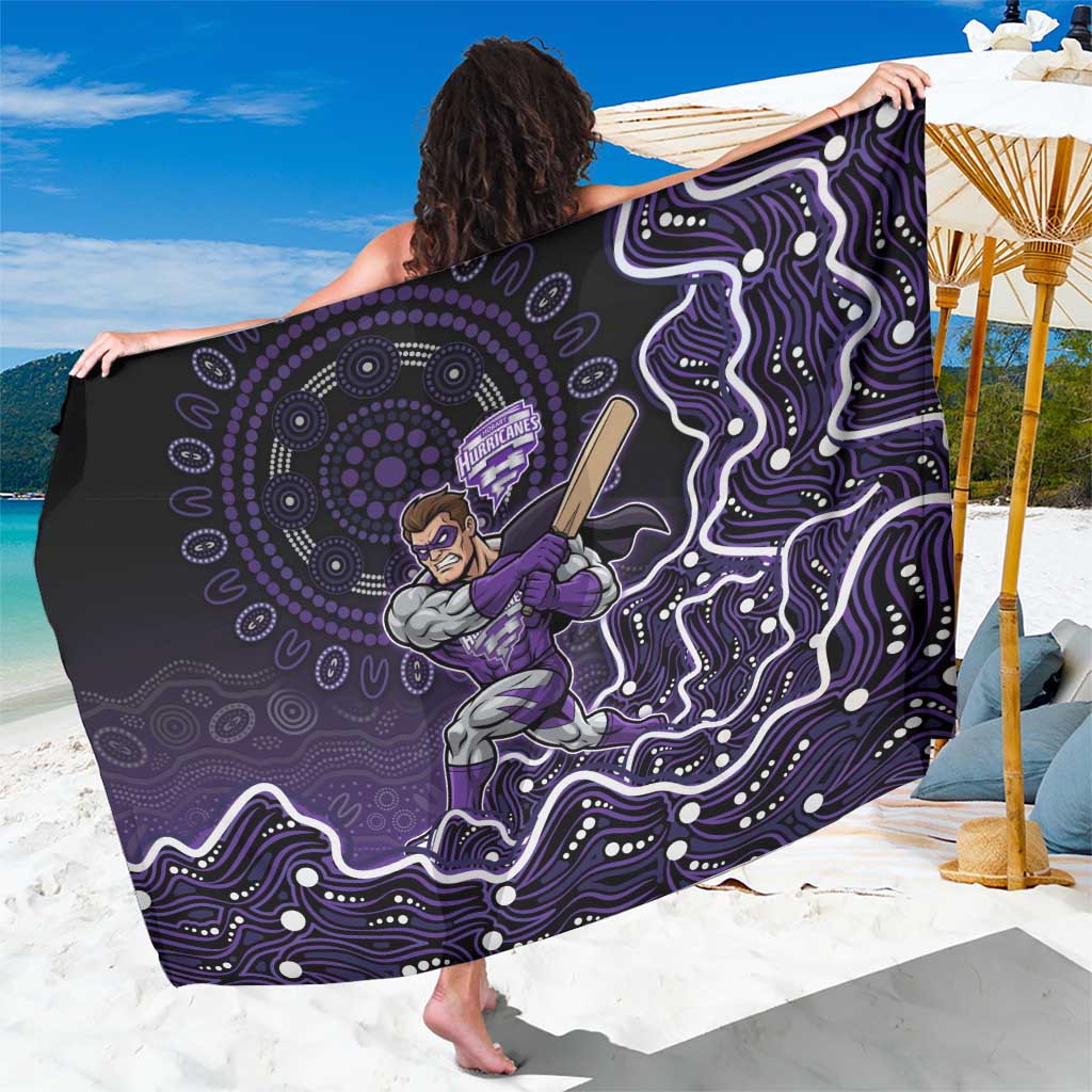 Hobart Hurricanes Cricket Mascot Sarong Aboriginal Dot Art Purple And Black Tribal Pattern