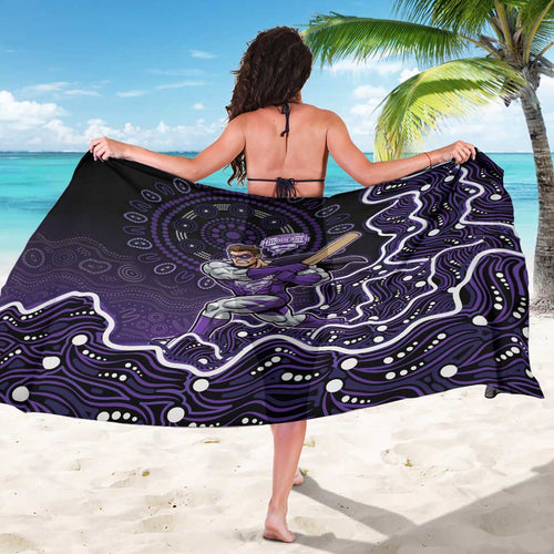 Hobart Hurricanes Cricket Mascot Sarong Aboriginal Dot Art Purple And Black Tribal Pattern