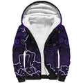 Hobart Hurricanes Cricket Mascot Sherpa Hoodie Aboriginal Dot Art Purple And Black Tribal Pattern