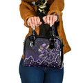 Hobart Hurricanes Cricket Mascot Shoulder Handbag Aboriginal Dot Art Purple And Black Tribal Pattern