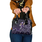 Hobart Hurricanes Cricket Mascot Shoulder Handbag Aboriginal Dot Art Purple And Black Tribal Pattern