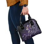 Hobart Hurricanes Cricket Mascot Shoulder Handbag Aboriginal Dot Art Purple And Black Tribal Pattern