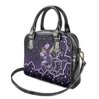 Hobart Hurricanes Cricket Mascot Shoulder Handbag Aboriginal Dot Art Purple And Black Tribal Pattern
