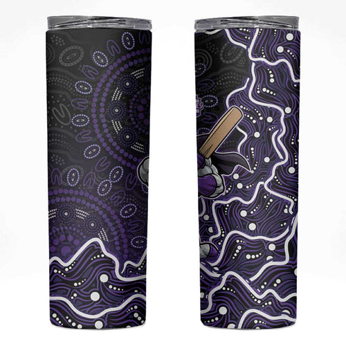 Hobart Hurricanes Cricket Mascot Skinny Tumbler Aboriginal Dot Art Purple And Black Tribal Pattern
