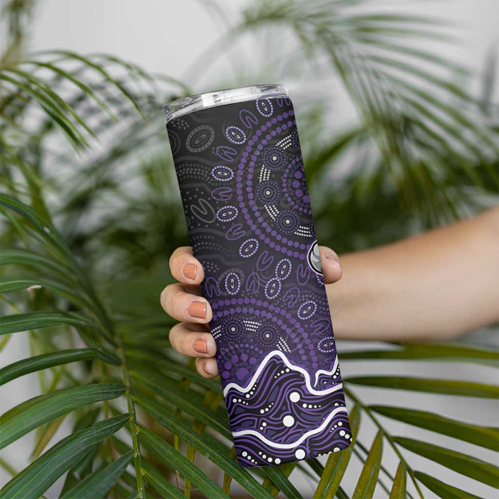 Hobart Hurricanes Cricket Mascot Skinny Tumbler Aboriginal Dot Art Purple And Black Tribal Pattern