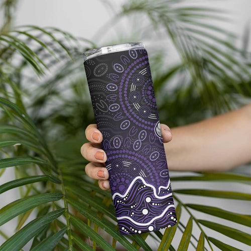 Hobart Hurricanes Cricket Mascot Skinny Tumbler Aboriginal Dot Art Purple And Black Tribal Pattern