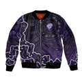 Hobart Hurricanes Cricket Mascot Sleeve Zip Bomber Jacket Aboriginal Dot Art Purple And Black Tribal Pattern