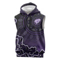 Hobart Hurricanes Cricket Mascot Sleeveless Hoodie Aboriginal Dot Art Purple And Black Tribal Pattern