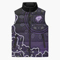 Hobart Hurricanes Cricket Mascot Sleeveless Puffer Jacket Aboriginal Dot Art Purple And Black Tribal Pattern