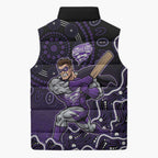 Hobart Hurricanes Cricket Mascot Sleeveless Puffer Jacket Aboriginal Dot Art Purple And Black Tribal Pattern