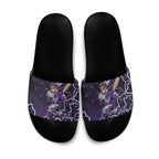 Hobart Hurricanes Cricket Mascot Slide Sandals Aboriginal Dot Art Purple And Black Tribal Pattern