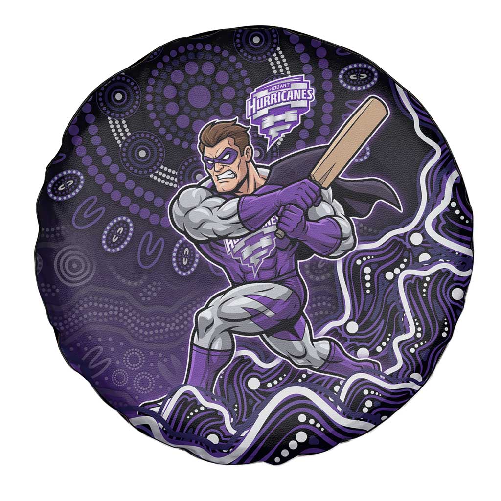 Hobart Hurricanes Cricket Mascot Spare Tire Cover Aboriginal Dot Art Purple And Black Tribal Pattern