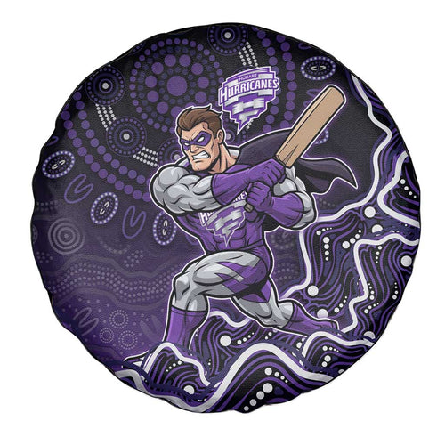 Hobart Hurricanes Cricket Mascot Spare Tire Cover Aboriginal Dot Art Purple And Black Tribal Pattern