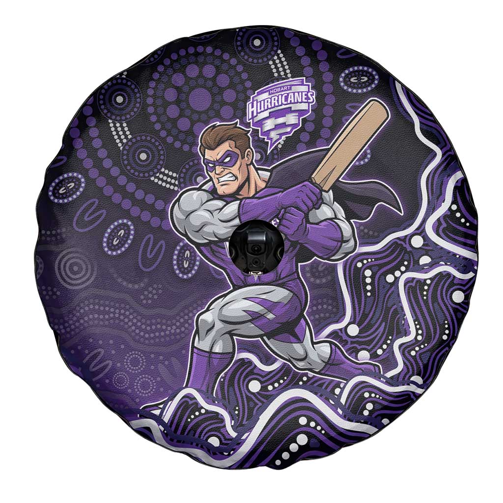 Hobart Hurricanes Cricket Mascot Spare Tire Cover Aboriginal Dot Art Purple And Black Tribal Pattern