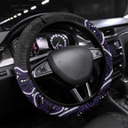 Hobart Hurricanes Cricket Mascot Steering Wheel Cover Aboriginal Dot Art Purple And Black Tribal Pattern