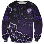 Hobart Hurricanes Cricket Mascot Sweatshirt Aboriginal Dot Art Purple And Black Tribal Pattern