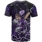 Hobart Hurricanes Cricket Mascot T Shirt Aboriginal Dot Art Purple And Black Tribal Pattern