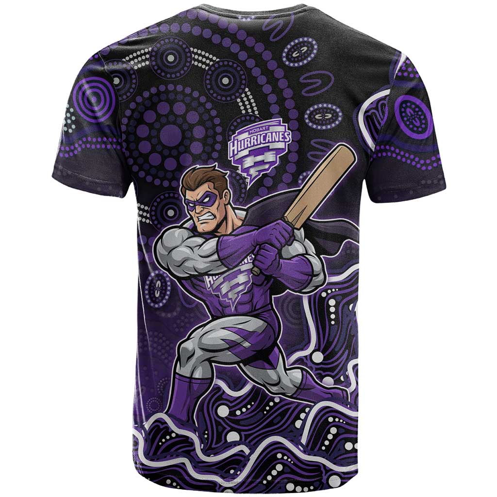 Hobart Hurricanes Cricket Mascot T Shirt Aboriginal Dot Art Purple And Black Tribal Pattern