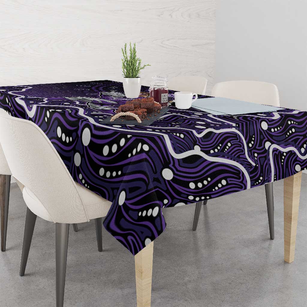 Hobart Hurricanes Cricket Mascot Tablecloth Aboriginal Dot Art Purple And Black Tribal Pattern