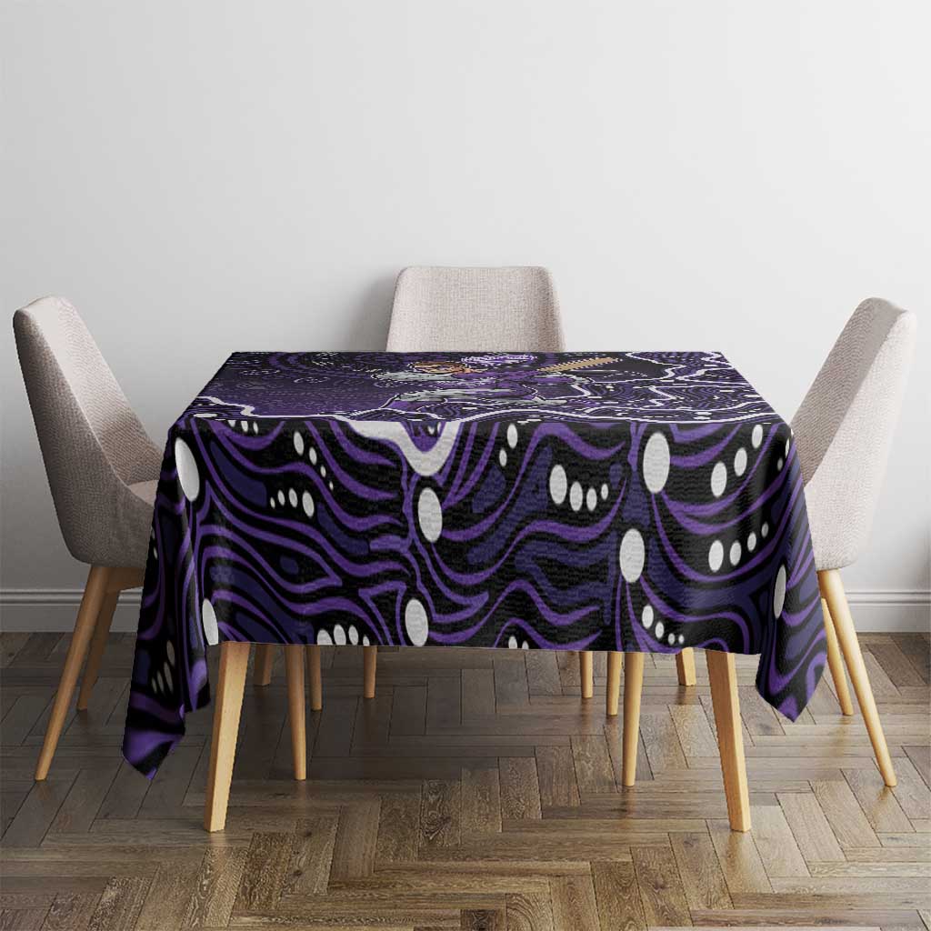 Hobart Hurricanes Cricket Mascot Tablecloth Aboriginal Dot Art Purple And Black Tribal Pattern