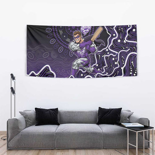 Hobart Hurricanes Cricket Mascot Tapestry Aboriginal Dot Art Purple And Black Tribal Pattern