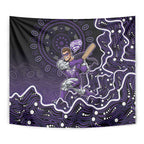 Hobart Hurricanes Cricket Mascot Tapestry Aboriginal Dot Art Purple And Black Tribal Pattern