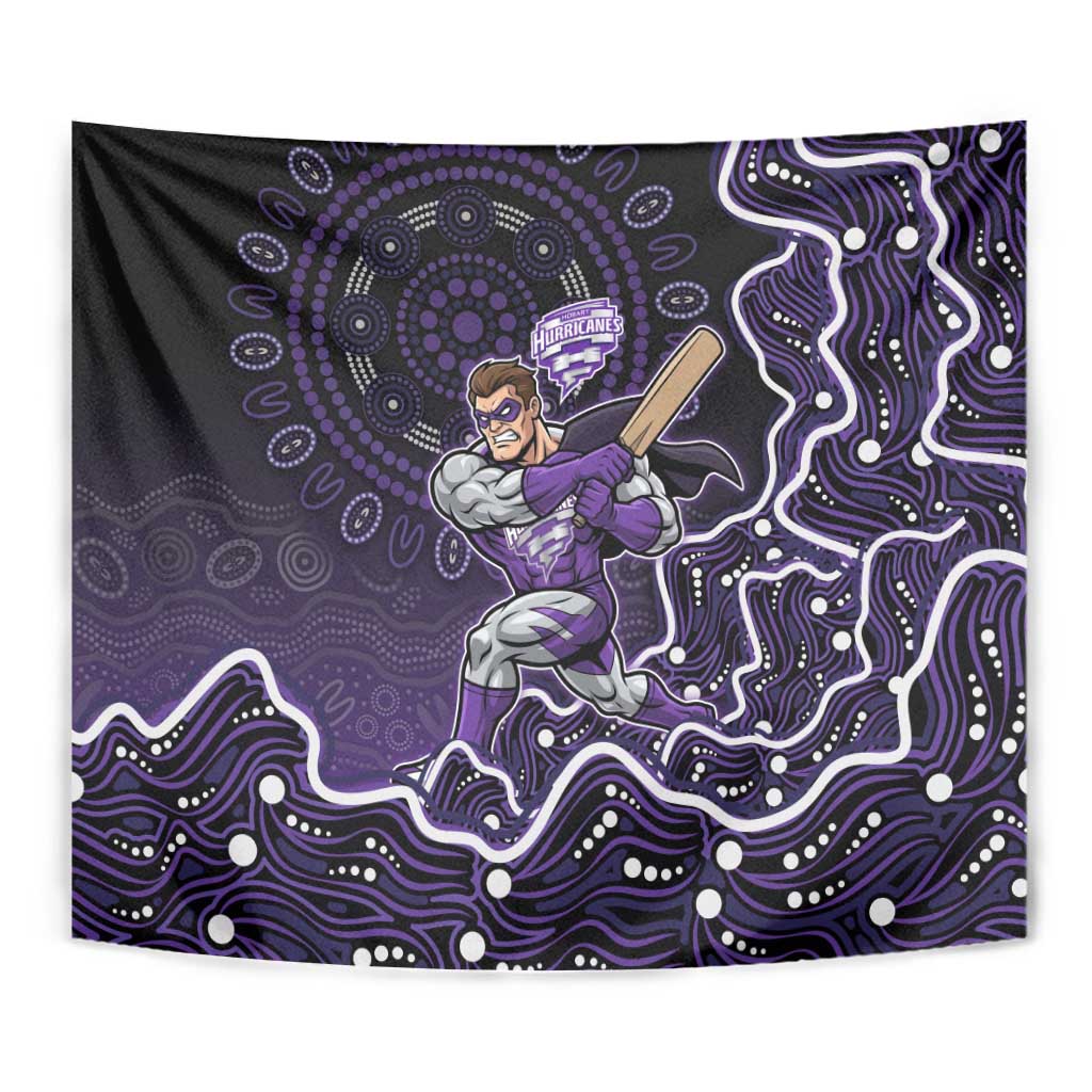 Hobart Hurricanes Cricket Mascot Tapestry Aboriginal Dot Art Purple And Black Tribal Pattern