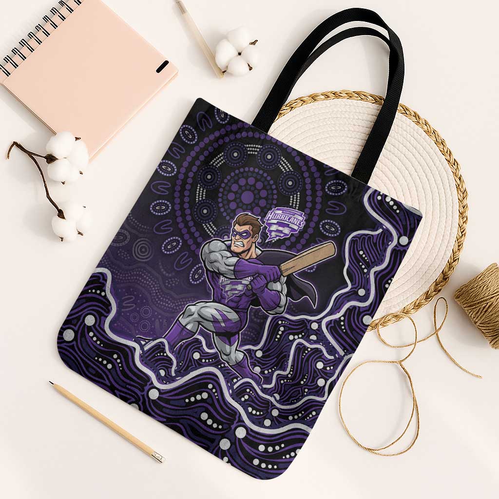Hobart Hurricanes Cricket Mascot Tote Bag Aboriginal Dot Art Purple And Black Tribal Pattern