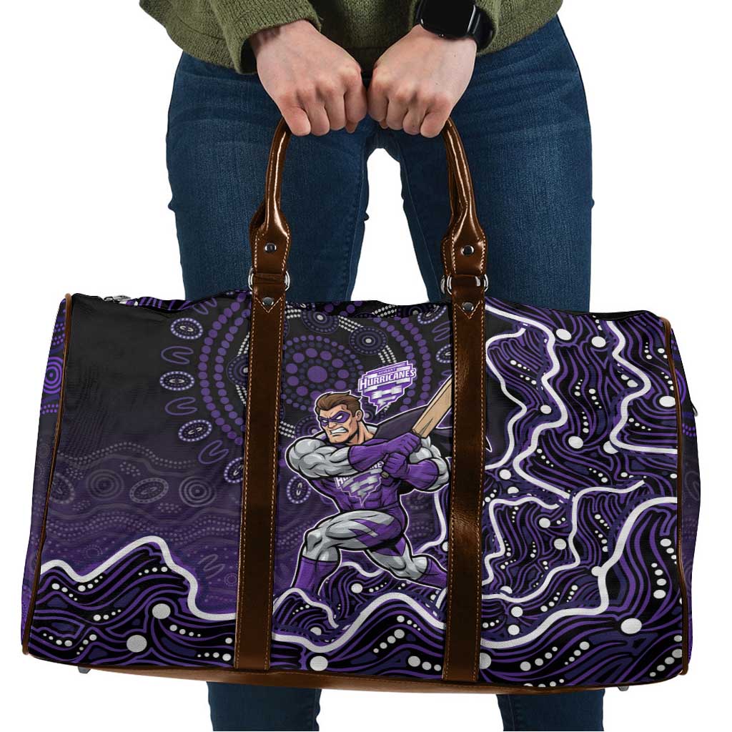 Hobart Hurricanes Cricket Mascot Travel Bag Aboriginal Dot Art Purple And Black Tribal Pattern