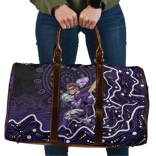 Hobart Hurricanes Cricket Mascot Travel Bag Aboriginal Dot Art Purple And Black Tribal Pattern