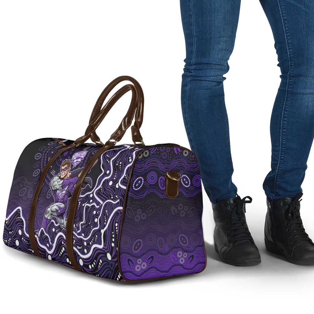 Hobart Hurricanes Cricket Mascot Travel Bag Aboriginal Dot Art Purple And Black Tribal Pattern