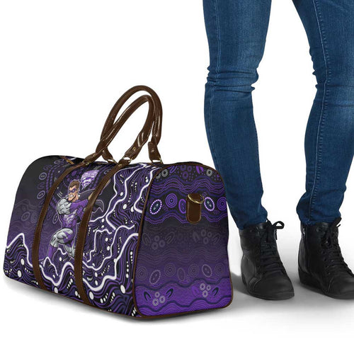 Hobart Hurricanes Cricket Mascot Travel Bag Aboriginal Dot Art Purple And Black Tribal Pattern