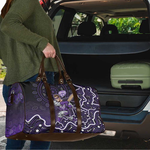 Hobart Hurricanes Cricket Mascot Travel Bag Aboriginal Dot Art Purple And Black Tribal Pattern