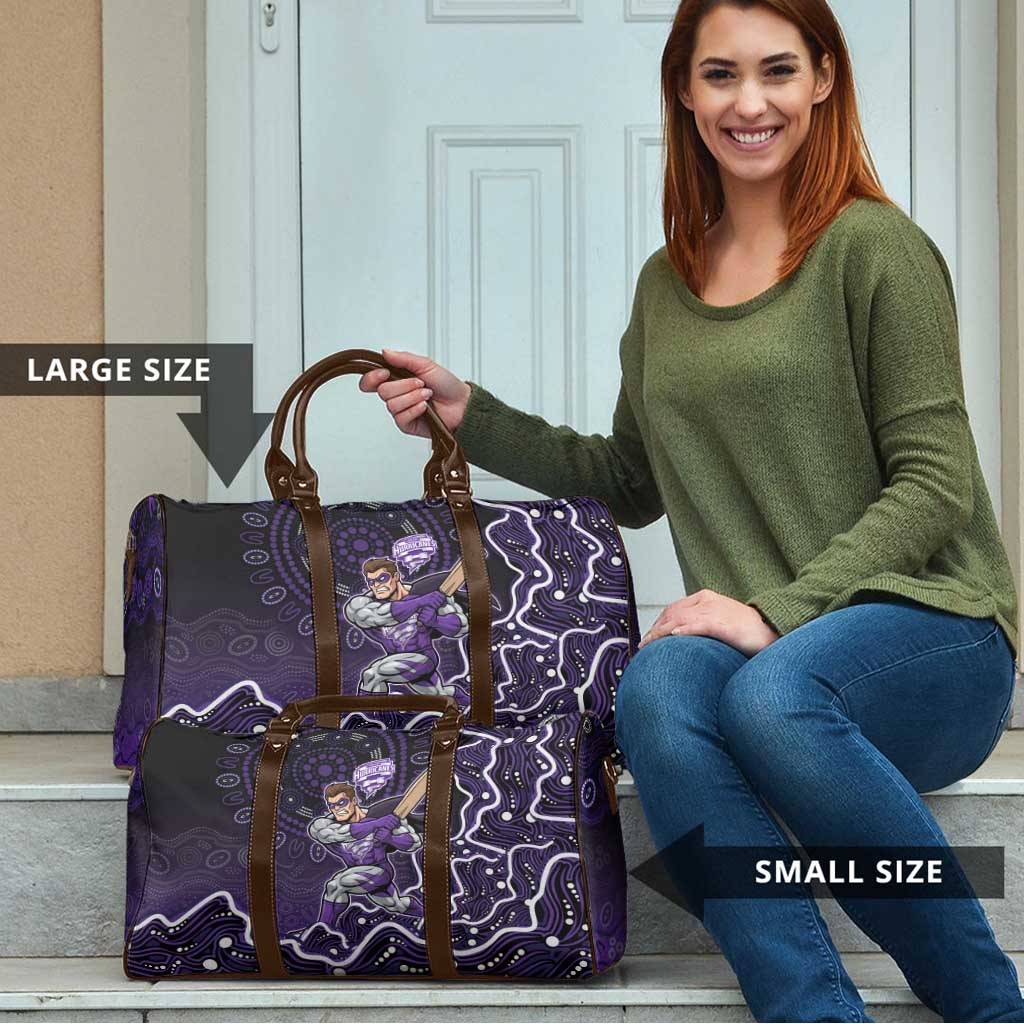 Hobart Hurricanes Cricket Mascot Travel Bag Aboriginal Dot Art Purple And Black Tribal Pattern