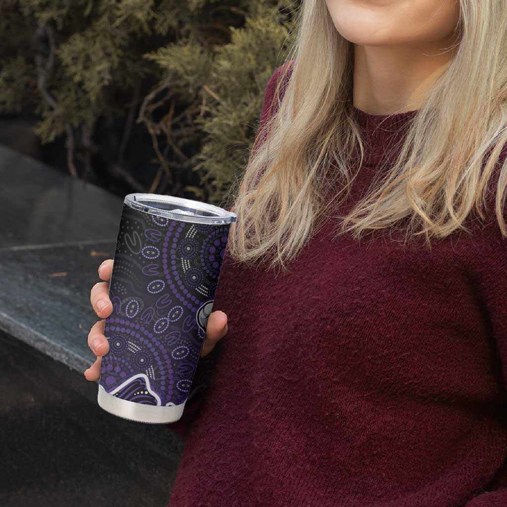 Hobart Hurricanes Cricket Mascot Tumbler Cup Aboriginal Dot Art Purple And Black Tribal Pattern