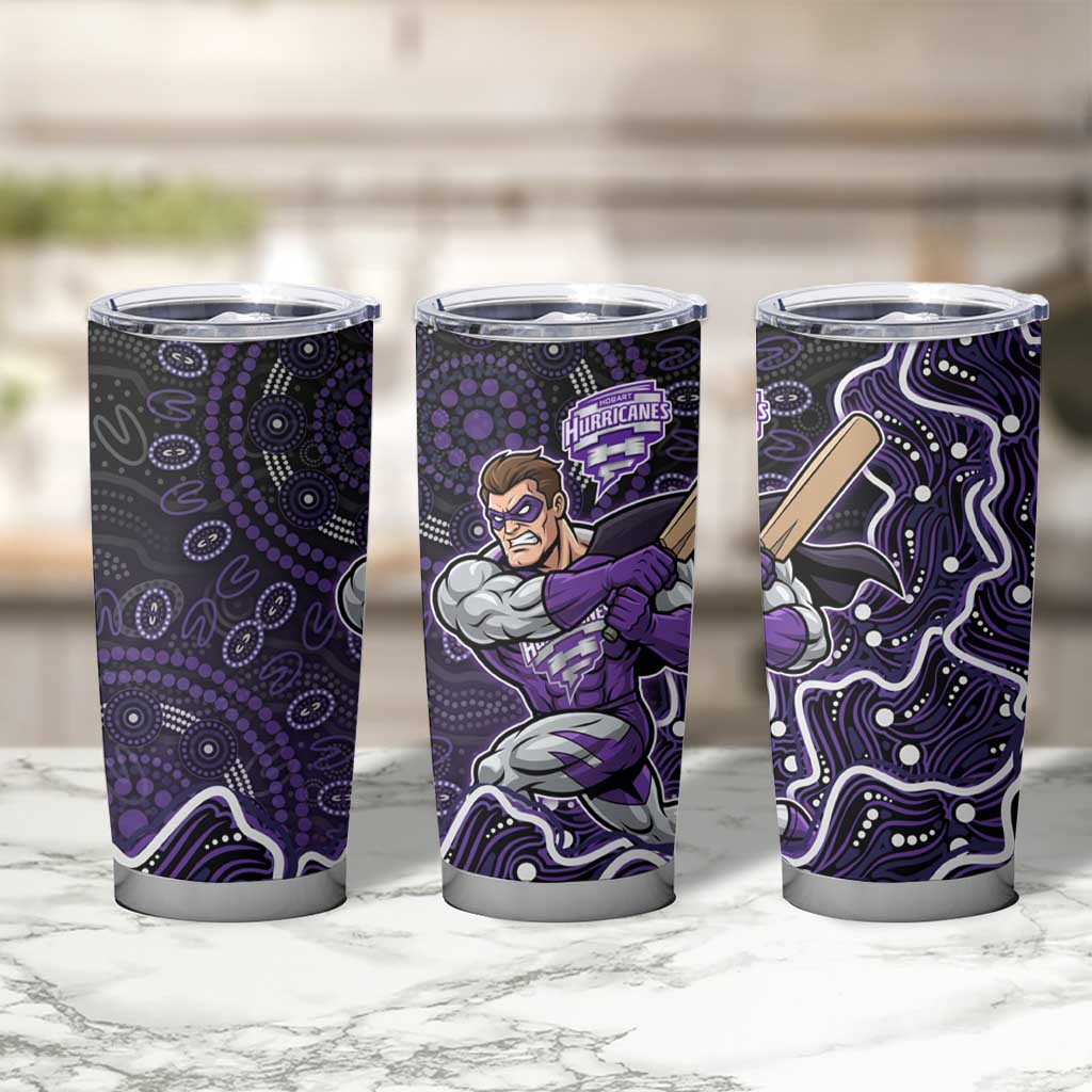 Hobart Hurricanes Cricket Mascot Tumbler Cup Aboriginal Dot Art Purple And Black Tribal Pattern