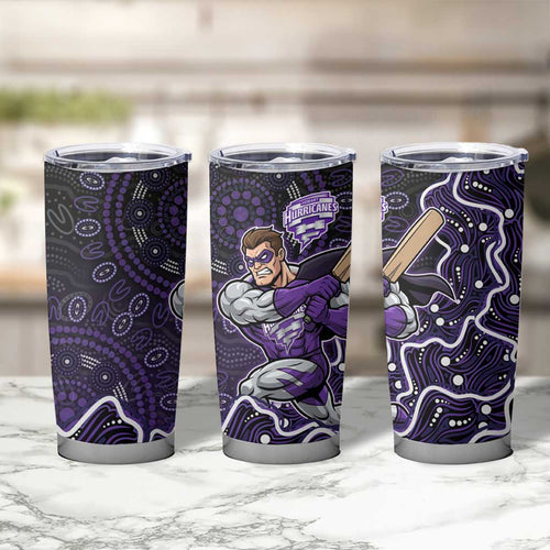 Hobart Hurricanes Cricket Mascot Tumbler Cup Aboriginal Dot Art Purple And Black Tribal Pattern
