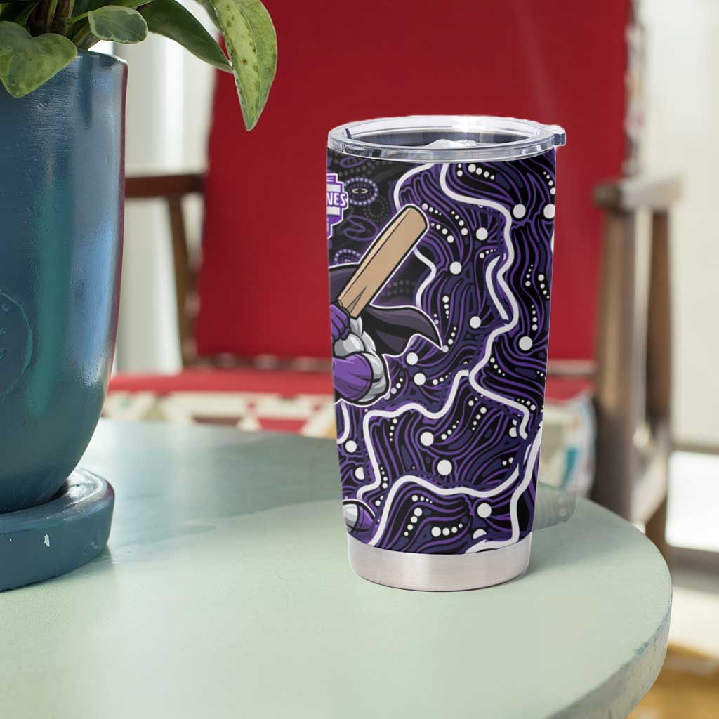 Hobart Hurricanes Cricket Mascot Tumbler Cup Aboriginal Dot Art Purple And Black Tribal Pattern