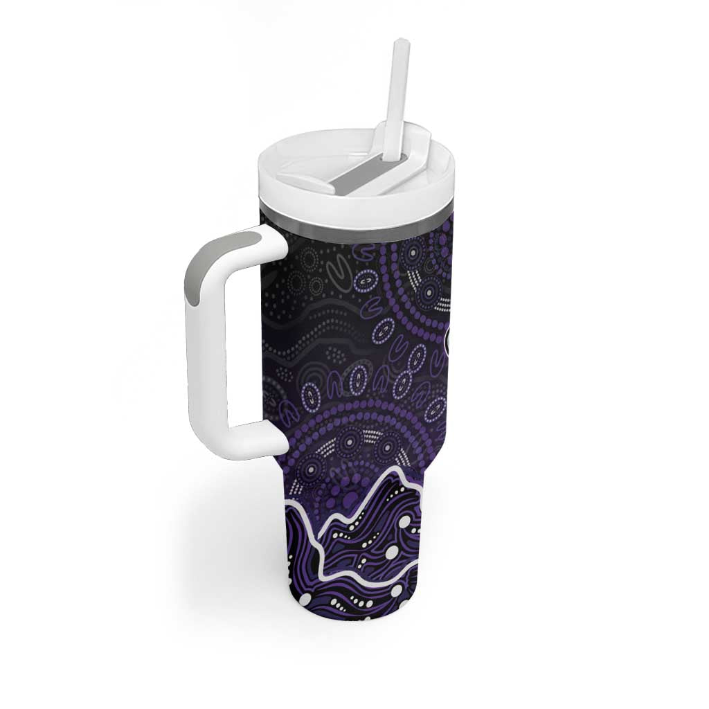 Hobart Hurricanes Cricket Mascot Tumbler With Handle Aboriginal Dot Art Purple And Black Tribal Pattern