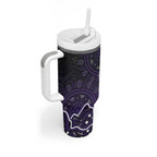 Hobart Hurricanes Cricket Mascot Tumbler With Handle Aboriginal Dot Art Purple And Black Tribal Pattern