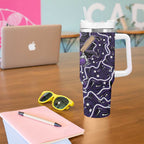 Hobart Hurricanes Cricket Mascot Tumbler With Handle Aboriginal Dot Art Purple And Black Tribal Pattern