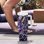 Hobart Hurricanes Cricket Mascot Tumbler With Handle Aboriginal Dot Art Purple And Black Tribal Pattern
