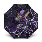 Hobart Hurricanes Cricket Mascot Umbrella Aboriginal Dot Art Purple And Black Tribal Pattern