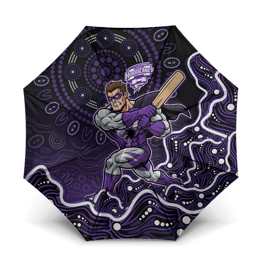 Hobart Hurricanes Cricket Mascot Umbrella Aboriginal Dot Art Purple And Black Tribal Pattern