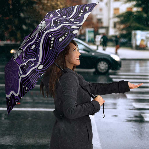Hobart Hurricanes Cricket Mascot Umbrella Aboriginal Dot Art Purple And Black Tribal Pattern
